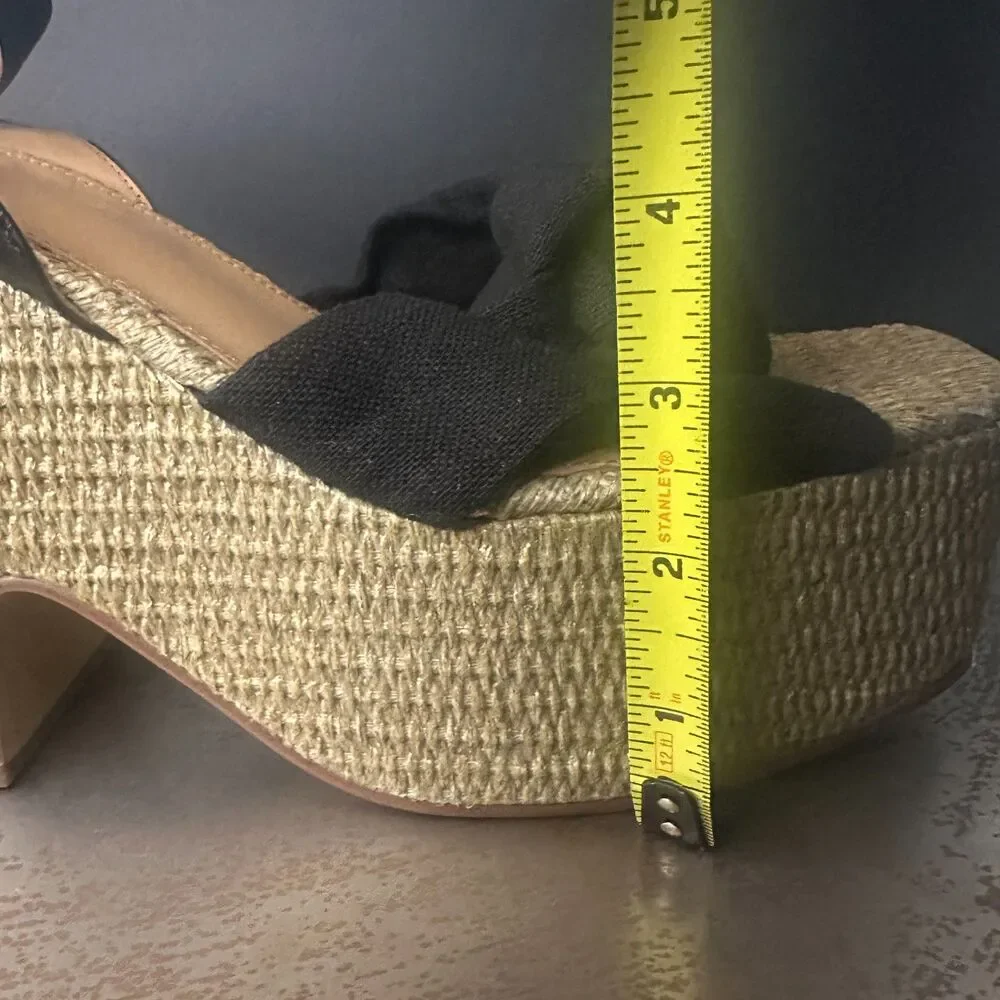 Sam Edelman Platform Heel Sandals 9.5 Festival Y2K Vacation Party Black Theresa_12